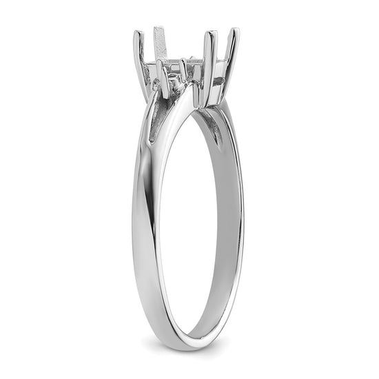 14k White Gold Diamond/6x4mm Emerald-cut Gemstone Ring Mounting