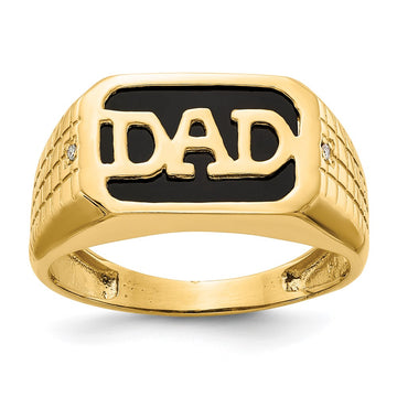 Gold Diamond and Oynx Ring