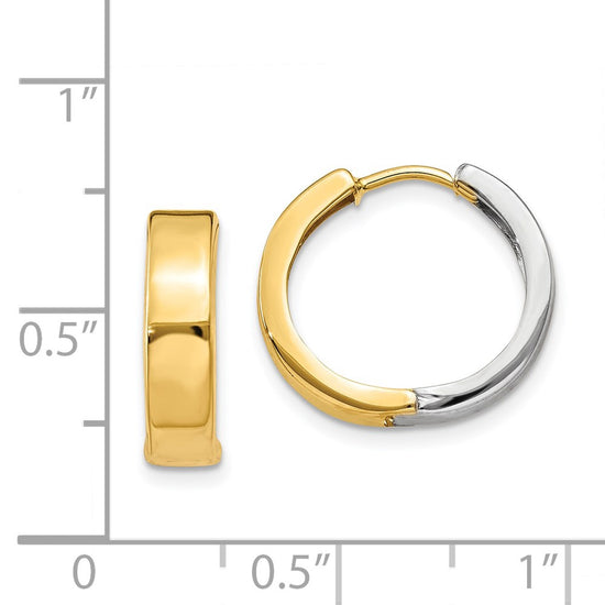 Gold Two-tone Circle Hinged Hoop Earrings