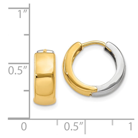 Gold Two-tone Circle Hinged Hoop Earrings
