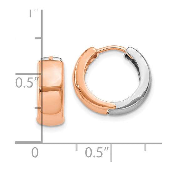 Gold Two-tone Circle Hinged Hoop Earrings