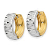 14k Two-tone Textured Hoop Earrings