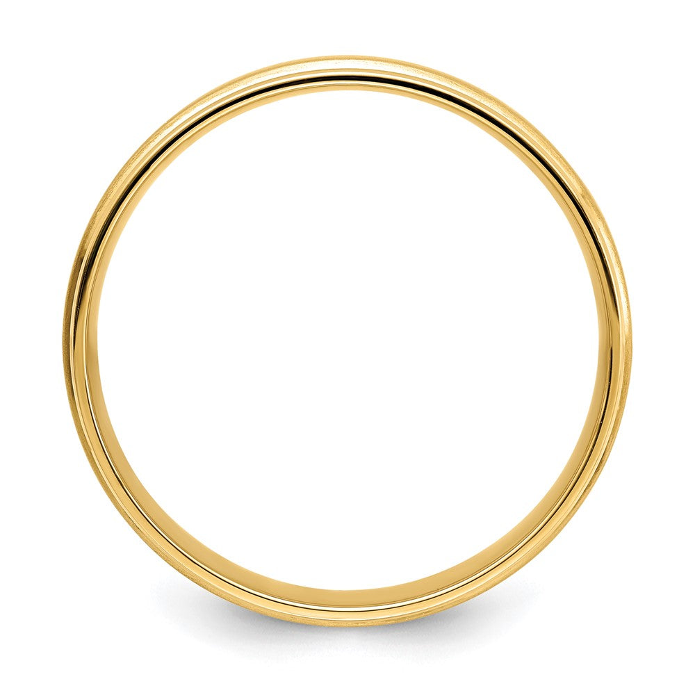 14k Yellow Gold 6mm Standard Weight Comfort Fit Brushed Satin/Polished Grooved Edge Wedding Band Size 10.5