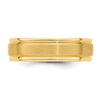 14k Yellow Gold 6mm Standard Weight Comfort Fit Brushed Satin/Polished Grooved Edge Wedding Band Size 10.5