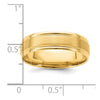 14k Yellow Gold 6mm Lightweight Comfort Fit Brushed Satin/Polished Grooved Edge Wedding Band Size 10