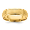 14k Yellow Gold 6mm Heavyweight Comfort Fit Brushed Satin/Polished Grooved Edge Wedding Band Size 10.5