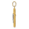 14k with White Rhodium Polished Hollow Crucifix Charm