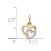 14K and White Rhodium Polished Hearts Pendant