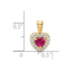 14K Polished Red and Clear CZ Halo Heart Pendant