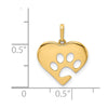 14K Polished Heart with Cut-out Paw Print Pendant
