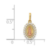 14K Two-tone Our Lady of Guadalupe CZ Oval Pendant