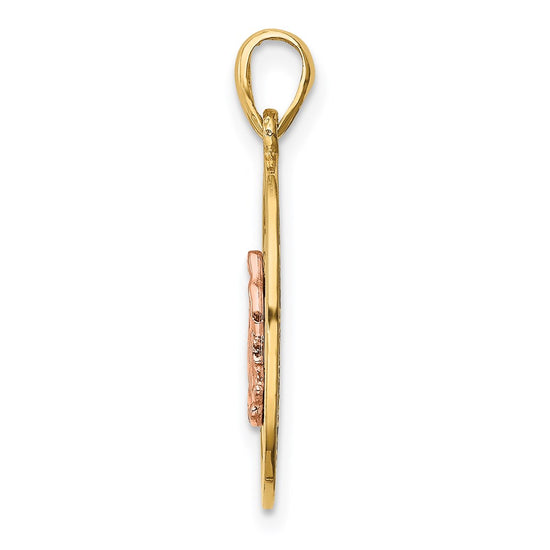 14K Two-tone Our Lady of Guadalupe Oval Pendant