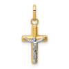 14k and White Rhodium Polished Hollow Crucifix Charm