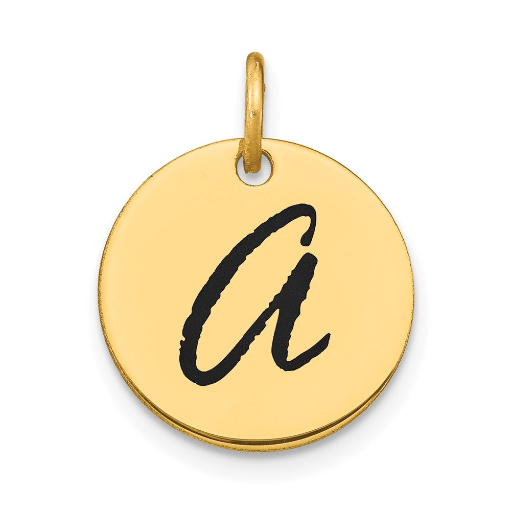 Polished Black Enamel Initial Disk Charms