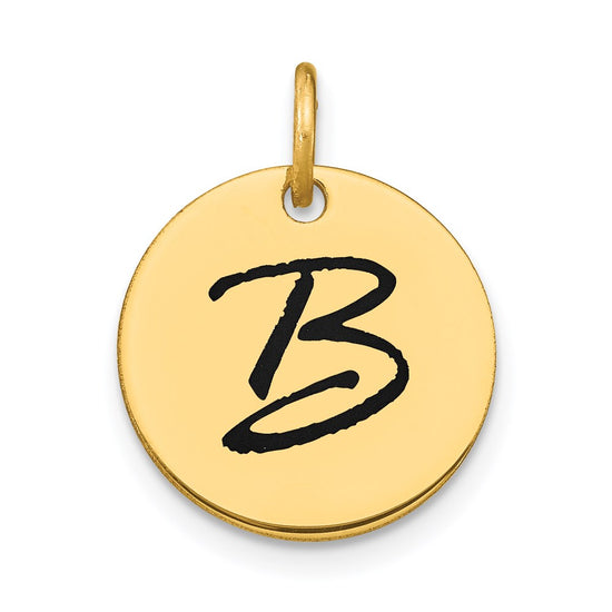 Polished Black Enamel Initial Disk Charms