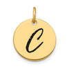 Polished Black Enamel Initial Disk Charms