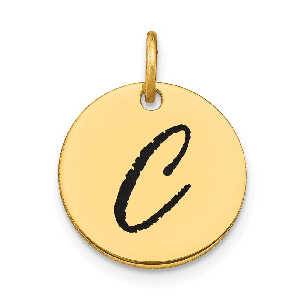 Polished Black Enamel Initial Disk Charms