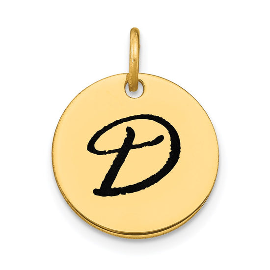 Polished Black Enamel Initial Disk Charms