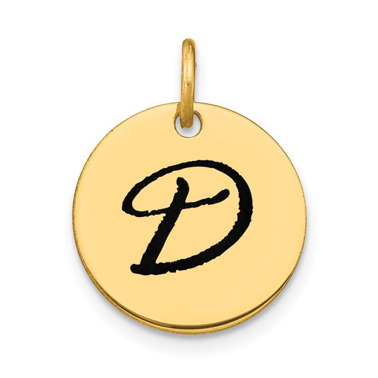 Polished Black Enamel Initial Disk Charms