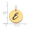 14k Polished Black Enamel Letter E Initial Disk Charm