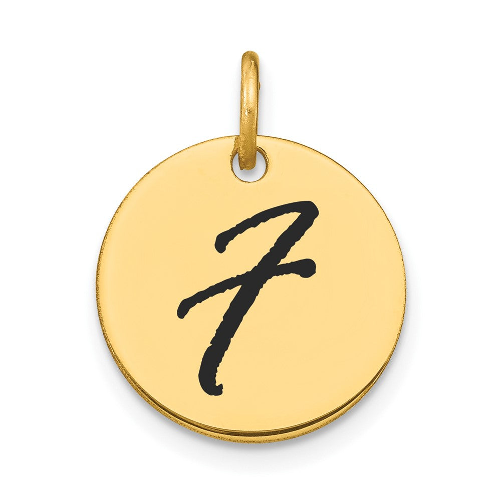 Polished Black Enamel Initial Disk Charms