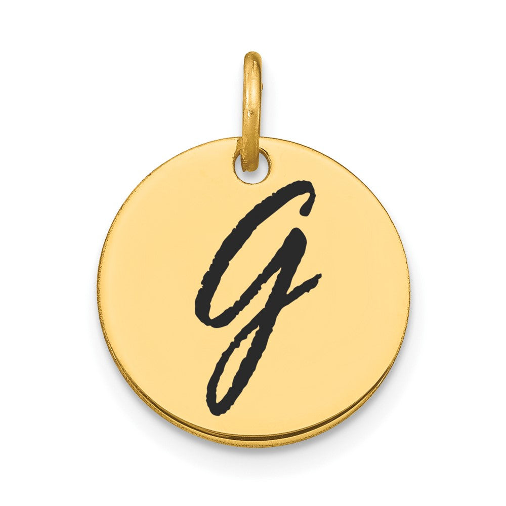 Polished Black Enamel Initial Disk Charms