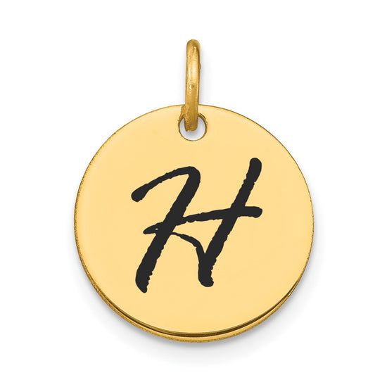 Polished Black Enamel Initial Disk Charms
