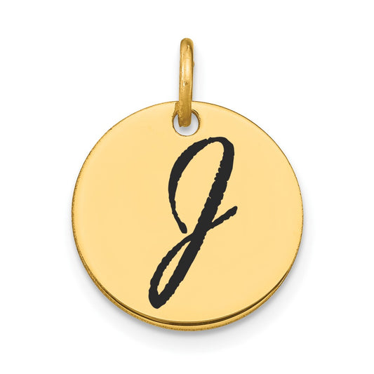 Polished Black Enamel Initial Disk Charms