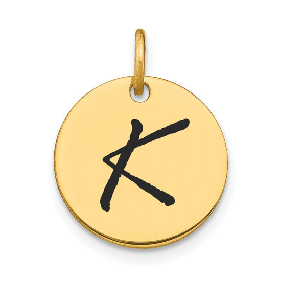 Polished Black Enamel Initial Disk Charms