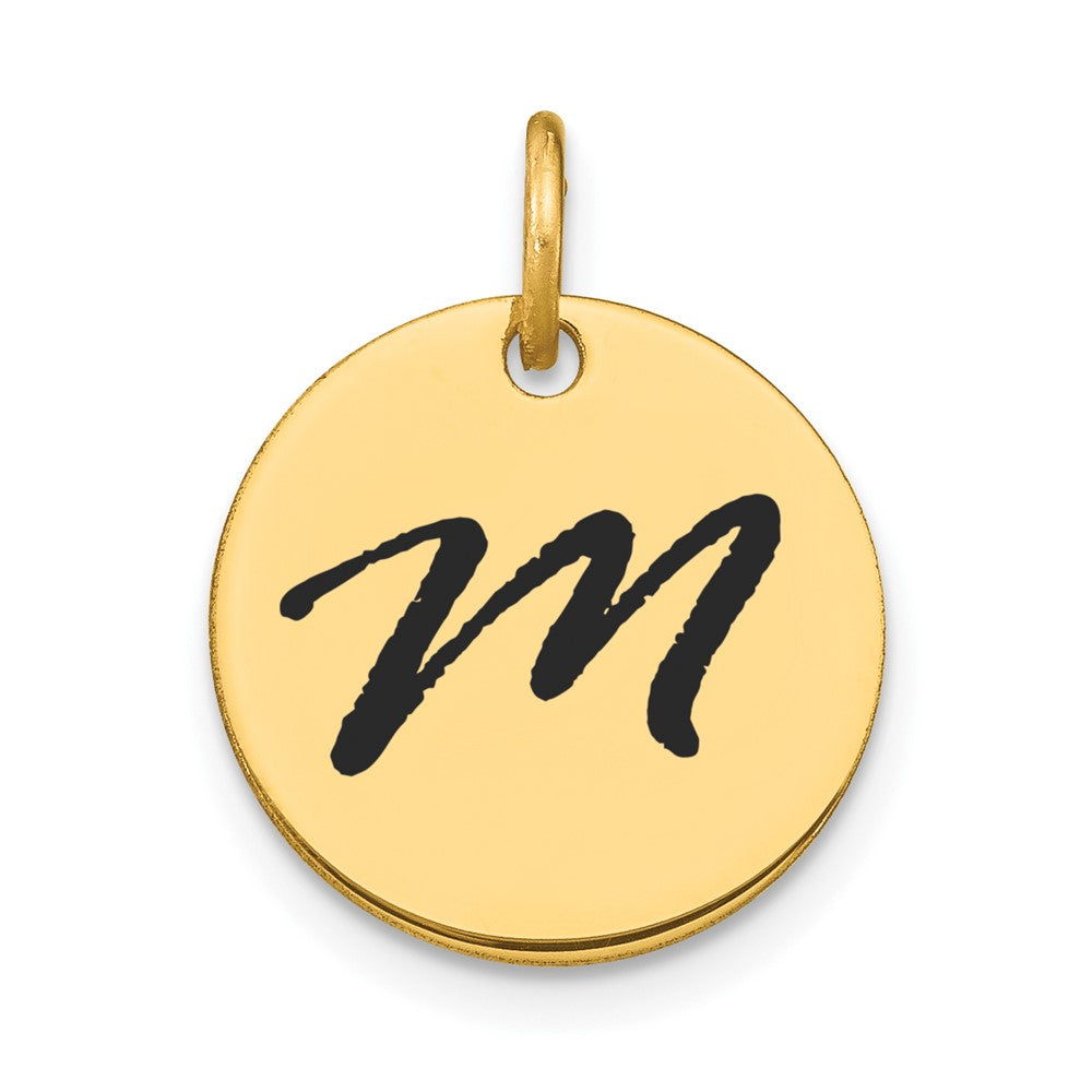 Polished Black Enamel Initial Disk Charms
