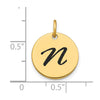 14k Polished Black Enamel Letter N Initial Disk Charm