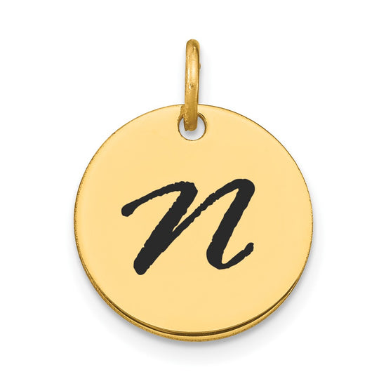Polished Black Enamel Initial Disk Charms