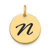 Polished Black Enamel Initial Disk Charms