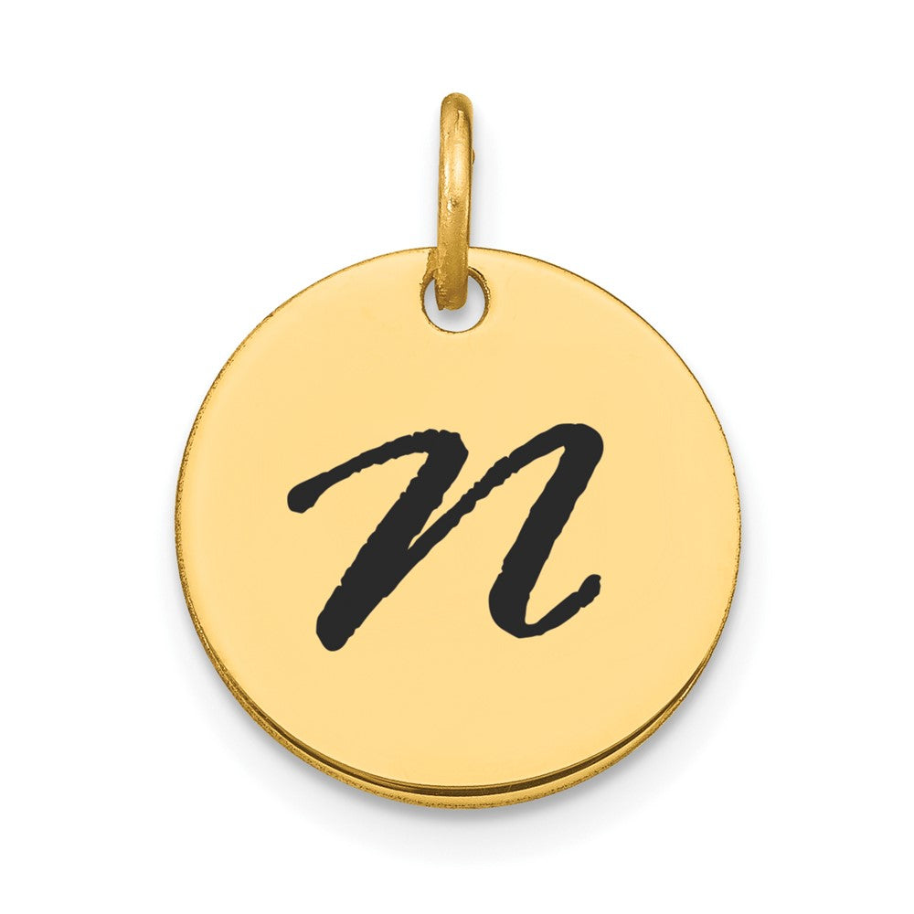 Polished Black Enamel Initial Disk Charms