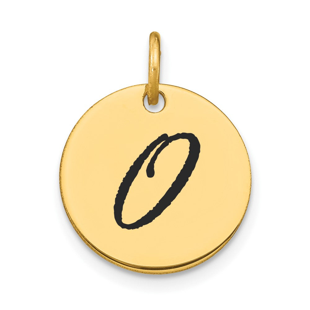 Polished Black Enamel Initial Disk Charms