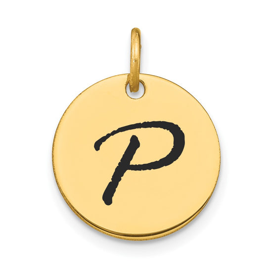 Polished Black Enamel Initial Disk Charms