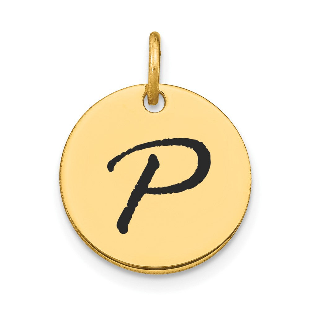 Polished Black Enamel Initial Disk Charms