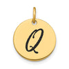 Polished Black Enamel Initial Disk Charms