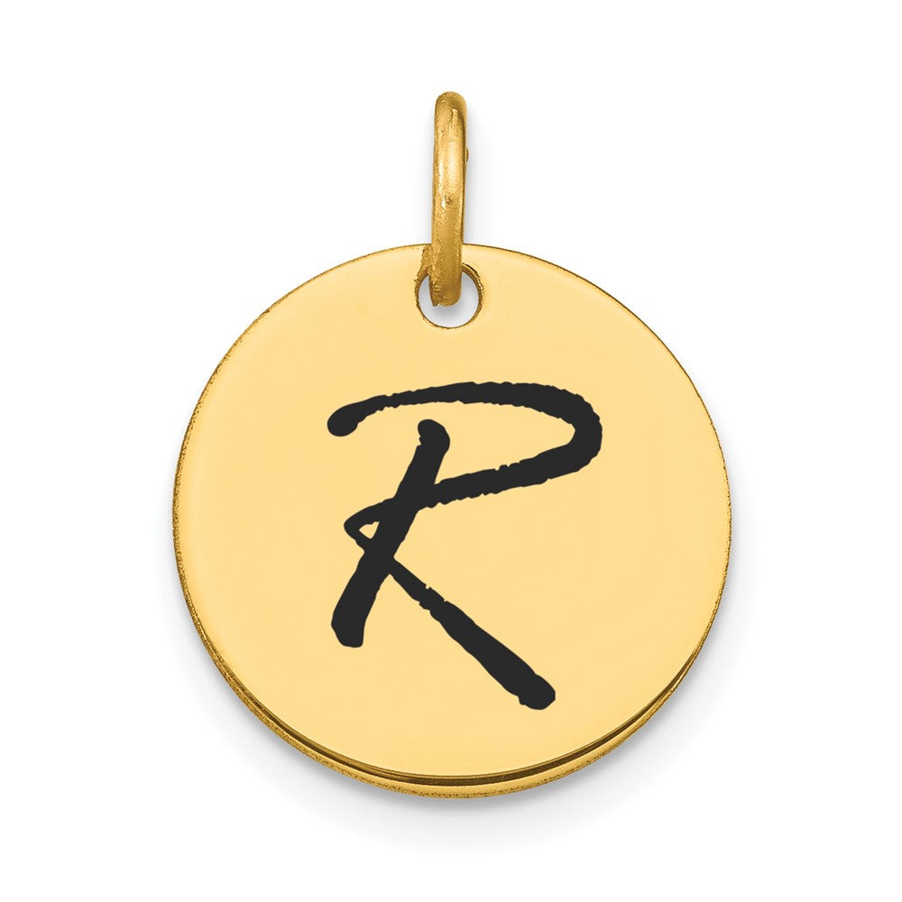Polished Black Enamel Initial Disk Charms