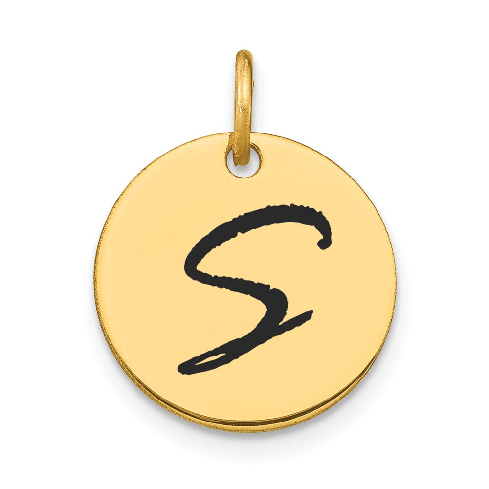 Polished Black Enamel Initial Disk Charms