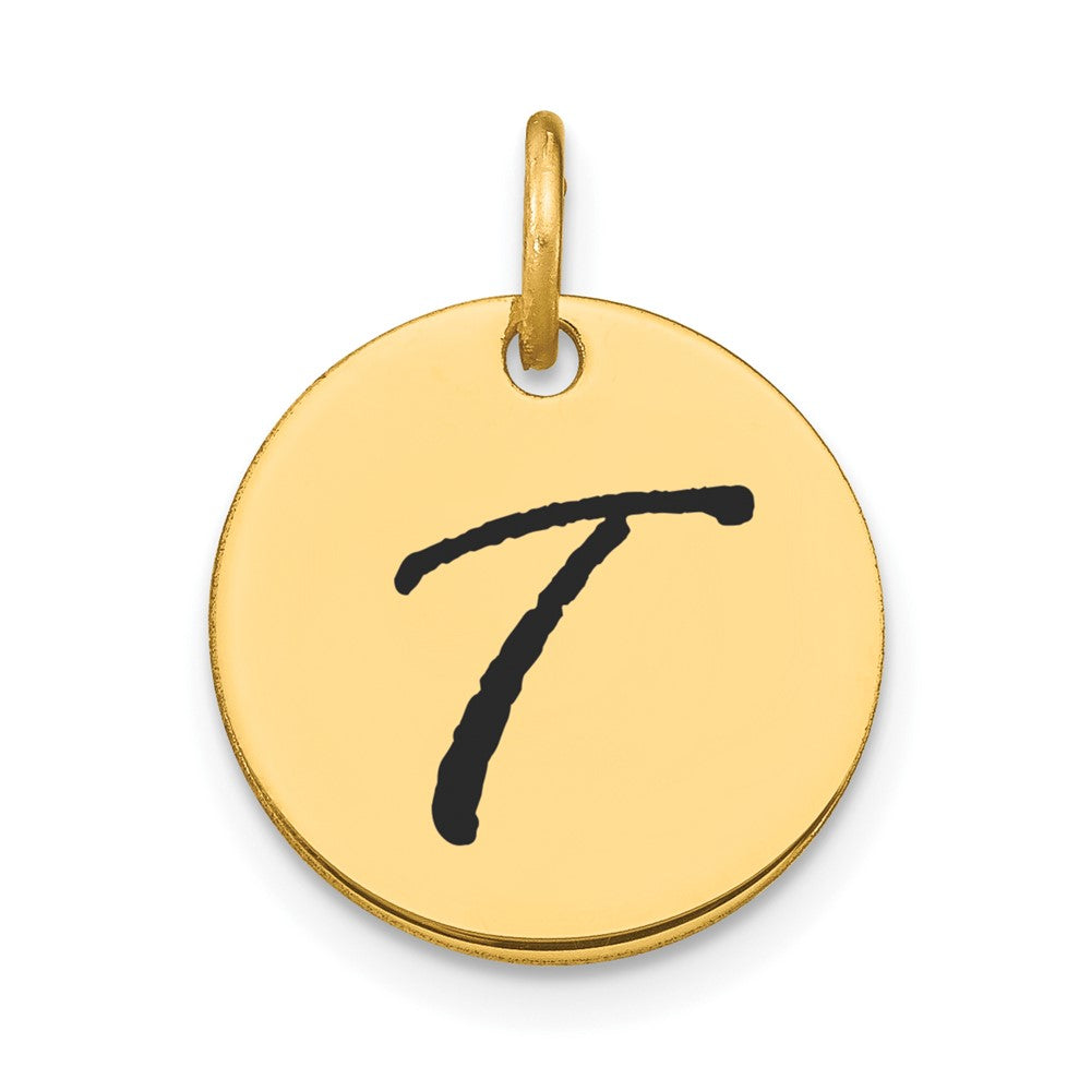Polished Black Enamel Initial Disk Charms