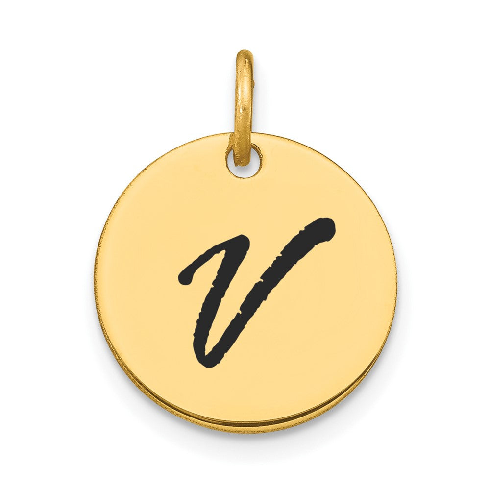Polished Black Enamel Initial Disk Charms