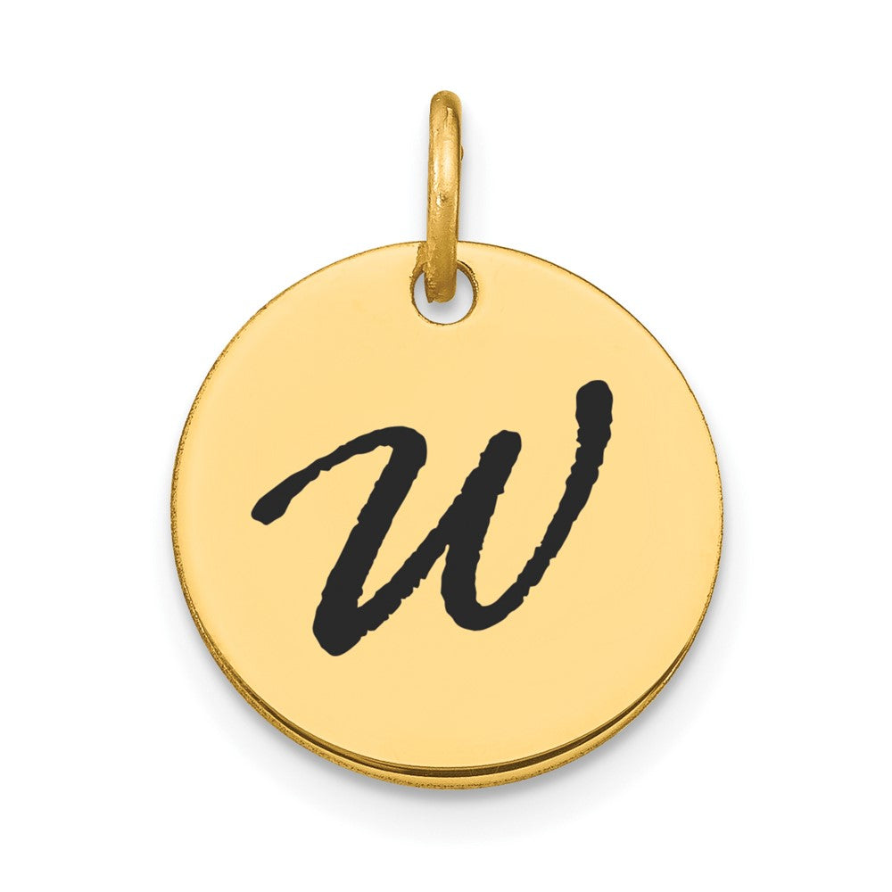 Polished Black Enamel Initial Disk Charms