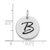 14kw Polished Black Enamel Letter B Initial Disk Charm
