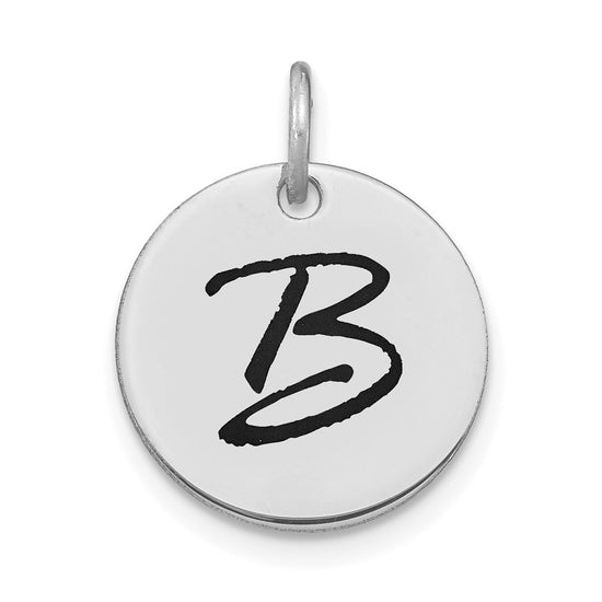 Polished Black Enamel Initial Disk Charms
