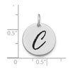 14kw Polished Black Enamel Letter C Initial Disk Charm