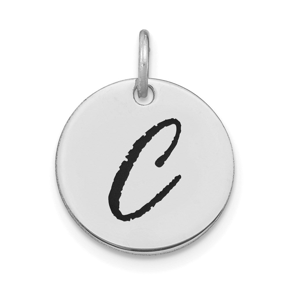 Polished Black Enamel Initial Disk Charms
