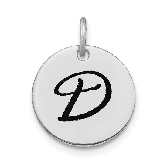 Polished Black Enamel Initial Disk Charms