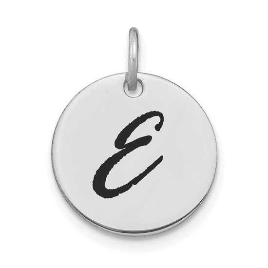 Polished Black Enamel Initial Disk Charms