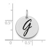 14kw Polished Black Enamel Letter G Initial Disk Charm